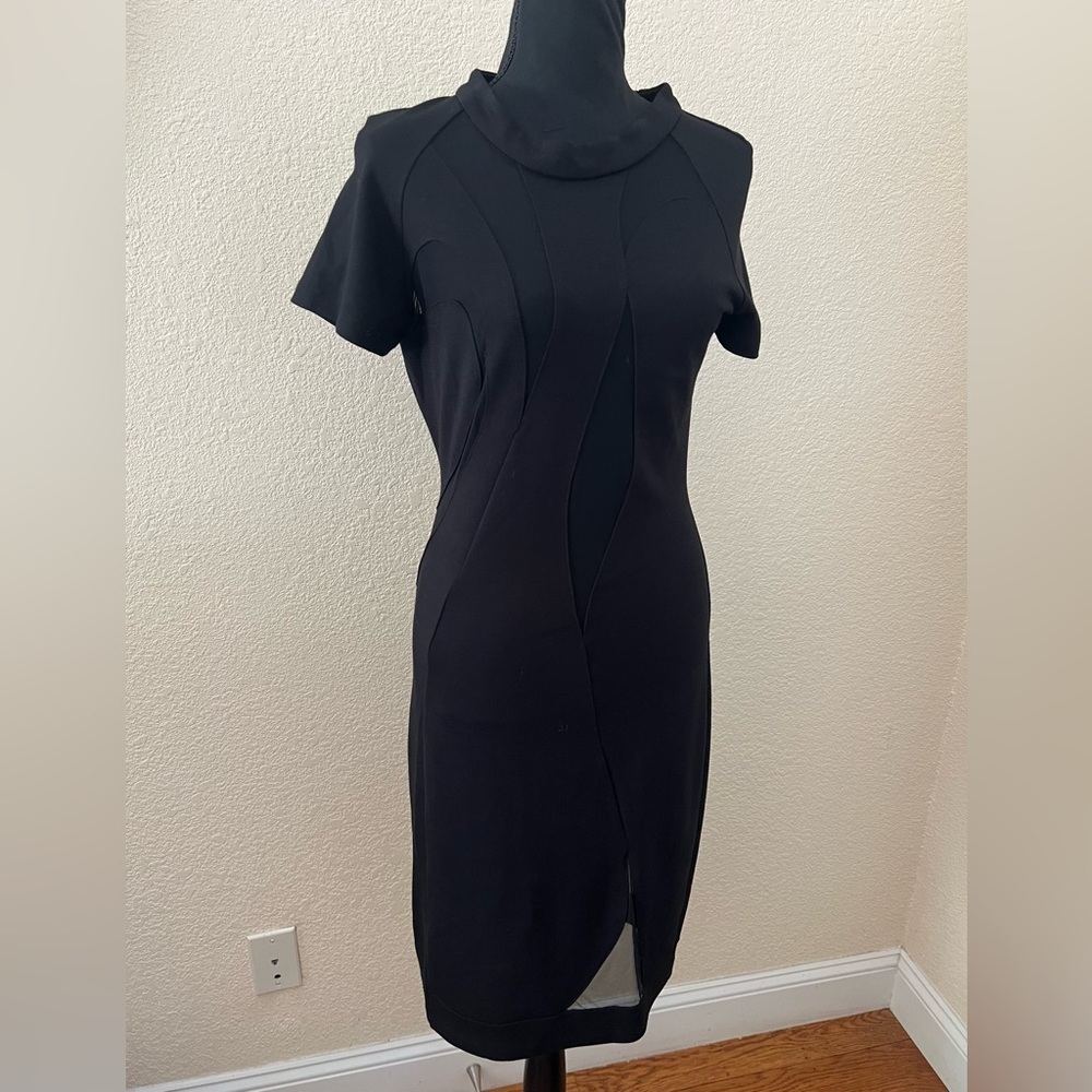 Charlie Brown Sexy Black See-Through Sheath Midi Dress US 8
